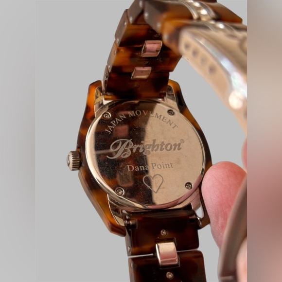 Brighton tortoise shell and shiny rhinestones silver watch new battery . NWOT - Picture 5 of 7